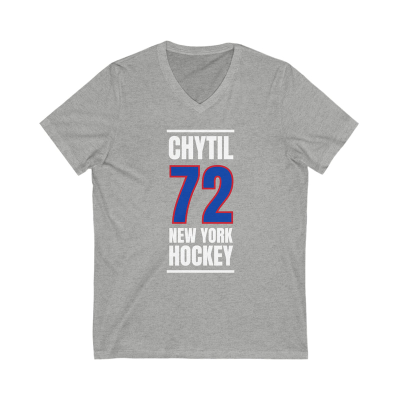 Chytil 72 New York Hockey Royal Blue Vertical Design Unisex V-Neck Tee