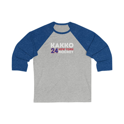 Kakko 24 New York Hockey Grafitti Wall Design Unisex Tri-Blend 3/4 Sleeve Raglan Baseball Shirt