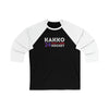 Kakko 24 New York Hockey Grafitti Wall Design Unisex Tri-Blend 3/4 Sleeve Raglan Baseball Shirt