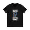 Martin 17 New York Hockey Blue Vertical Design Unisex V-Neck Tee