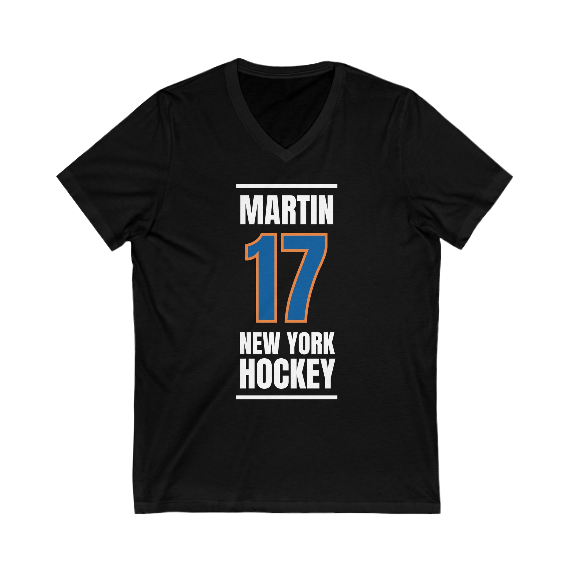 Martin 17 New York Hockey Blue Vertical Design Unisex V-Neck Tee