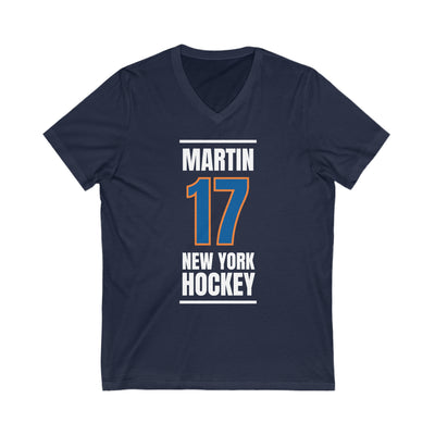 Martin 17 New York Hockey Blue Vertical Design Unisex V-Neck Tee