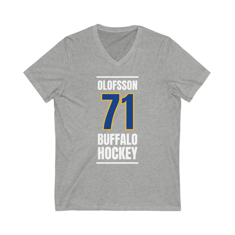 Olofsson 71 Buffalo Hockey Royal Blue Vertical Design Unisex V-Neck Tee