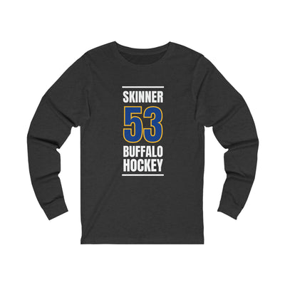 Skinner 53 Buffalo Hockey Royal Blue Vertical Design Unisex Jersey Long Sleeve Shirt