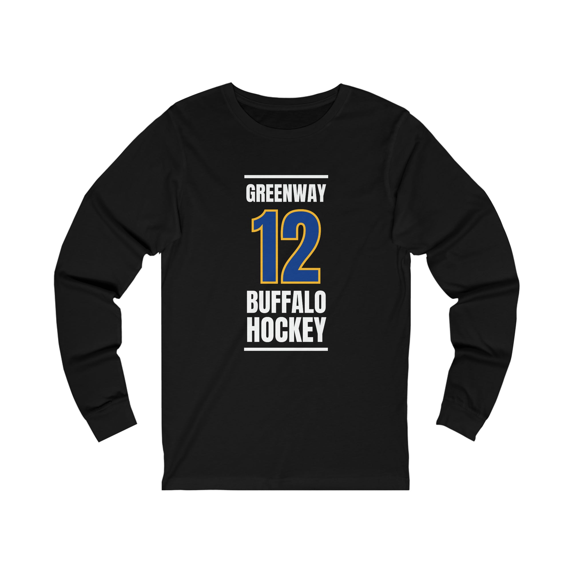 Greenway 12 Buffalo Hockey Royal Blue Vertical Design Unisex Jersey Long Sleeve Shirt