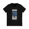 Romanov 28 New York Hockey Blue Vertical Design Unisex V-Neck Tee