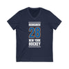 Romanov 28 New York Hockey Blue Vertical Design Unisex V-Neck Tee