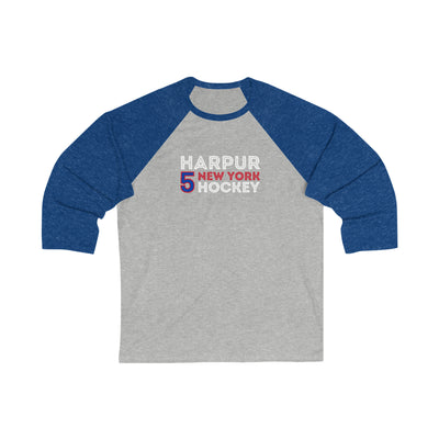 Harpur 5 New York Hockey Grafitti Wall Design Unisex Tri-Blend 3/4 Sleeve Raglan Baseball Shirt