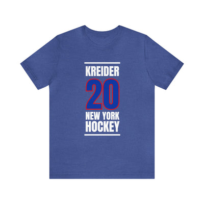 Kreider 20 New York Hockey Royal Blue Vertical Design Unisex T-Shirt