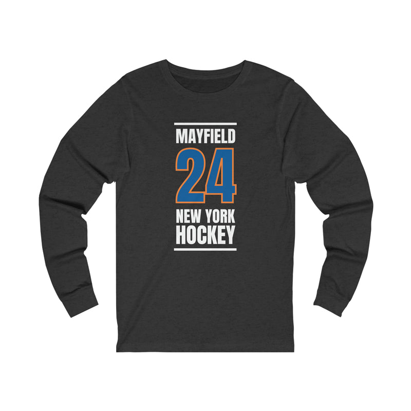 Mayfield 24 New York Hockey Blue Vertical Design Unisex Jersey Long Sleeve Shirt