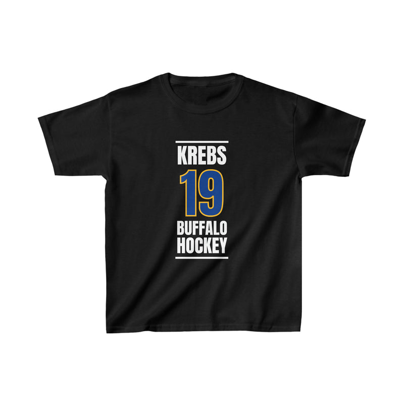 Krebs 19 Buffalo Hockey Royal Blue Vertical Design Kids Tee