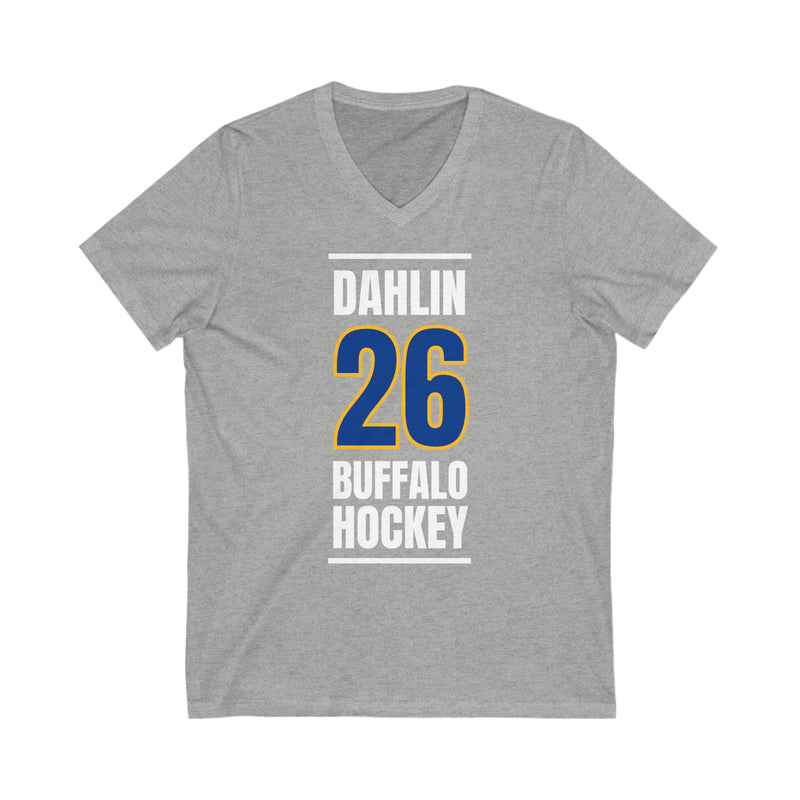 Dahlin 26 Buffalo Hockey Royal Blue Vertical Design Unisex V-Neck Tee