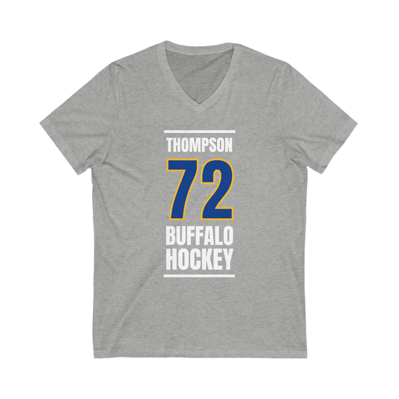 Thompson 72 Buffalo Hockey Royal Blue Vertical Design Unisex V-Neck Tee