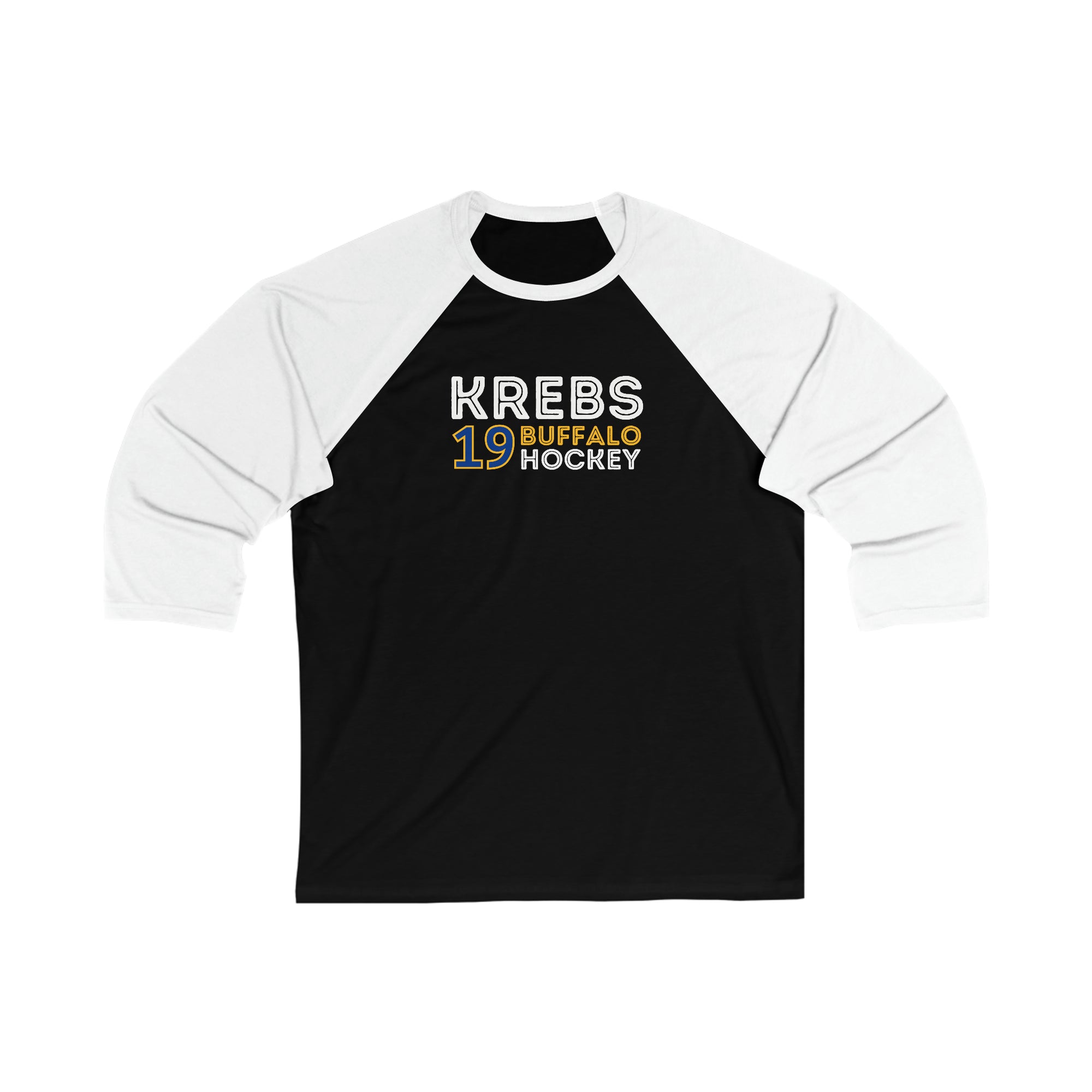 Krebs 19 Buffalo Hockey Grafitti Wall Design Unisex Tri-Blend 3/4 Sleeve Raglan Baseball Shirt