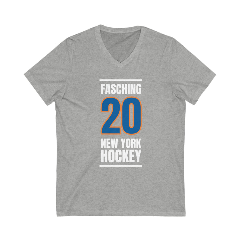 Fasching 20 New York Hockey Blue Vertical Design Unisex V-Neck Tee