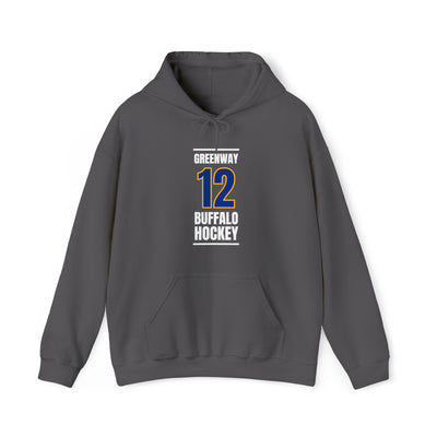 Greenway 12 Buffalo Hockey Royal Blue Vertical Design Unisex Hooded Sweatshirt