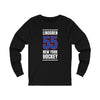 Lindgren 55 New York Hockey Royal Blue Vertical Design Unisex Jersey Long Sleeve Shirt