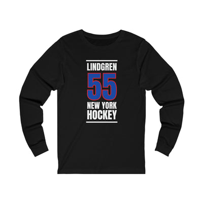 Lindgren 55 New York Hockey Royal Blue Vertical Design Unisex Jersey Long Sleeve Shirt