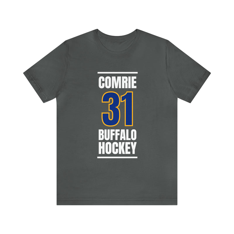 Comrie 31 Buffalo Hockey Royal Blue Vertical Design Unisex T-Shirt