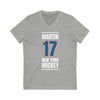 Martin 17 New York Hockey Blue Vertical Design Unisex V-Neck Tee