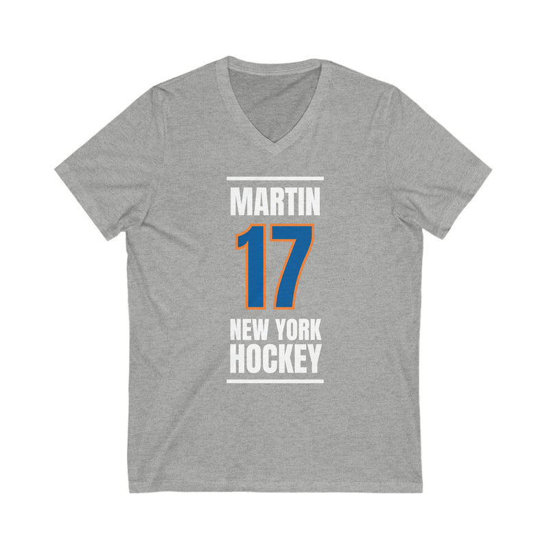 Martin 17 New York Hockey Blue Vertical Design Unisex V-Neck Tee