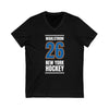 Wahlstrom 26 New York Hockey Blue Vertical Design Unisex V-Neck Tee