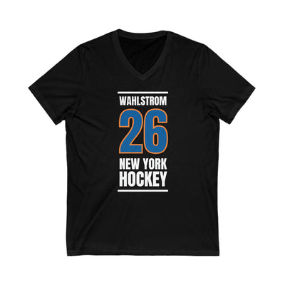 Wahlstrom 26 New York Hockey Blue Vertical Design Unisex V-Neck Tee