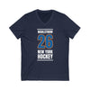 Wahlstrom 26 New York Hockey Blue Vertical Design Unisex V-Neck Tee