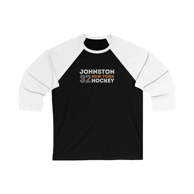 Johnston 32 New York Hockey Grafitti Wall Design Unisex Tri-Blend 3/4 Sleeve Raglan Baseball Shirt