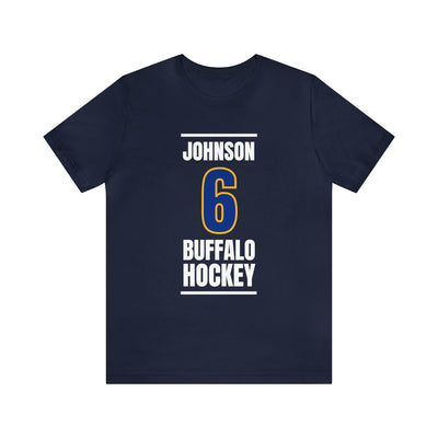 Johnson 6 Buffalo Hockey Royal Blue Vertical Design Unisex T-Shirt