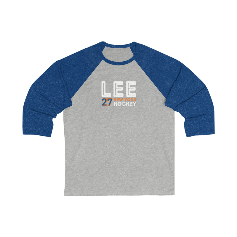 Lee 27 New York Hockey Grafitti Wall Design Unisex Tri-Blend 3/4 Sleeve Raglan Baseball Shirt