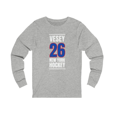 Vesey 26 New York Hockey Royal Blue Vertical Design Unisex Jersey Long Sleeve Shirt