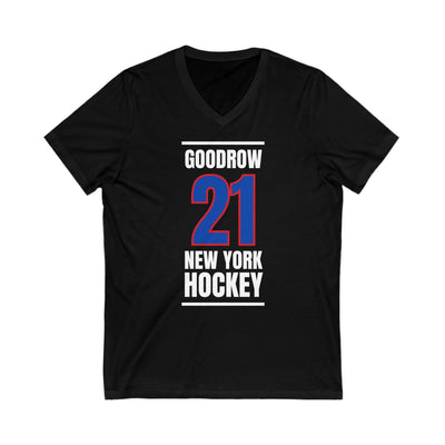 Goodrow 21 New York Hockey Royal Blue Vertical Design Unisex V-Neck Tee