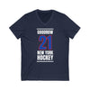 Goodrow 21 New York Hockey Royal Blue Vertical Design Unisex V-Neck Tee