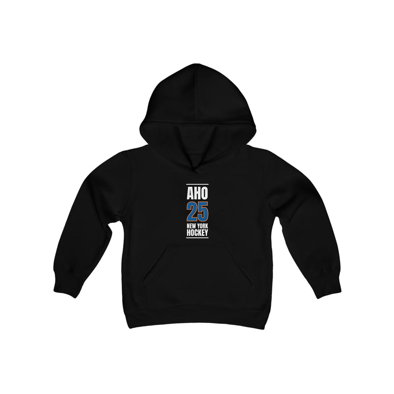 Aho 25 New York Hockey Blue Vertical Design Youth Hooded Sweatshirt