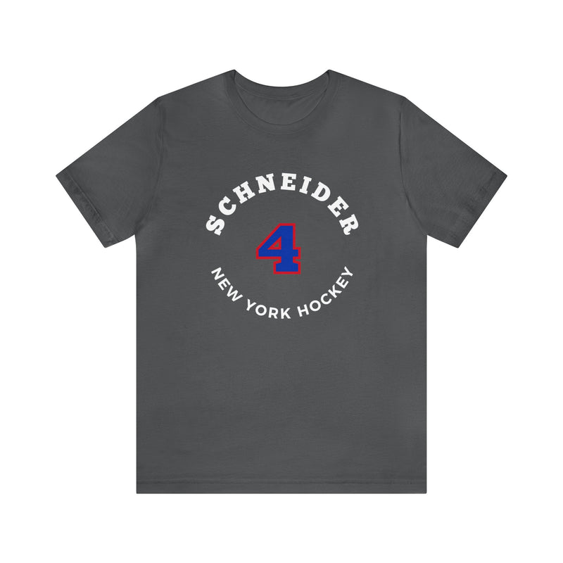Schneider 4 New York Hockey Number Arch Design Unisex T-Shirt