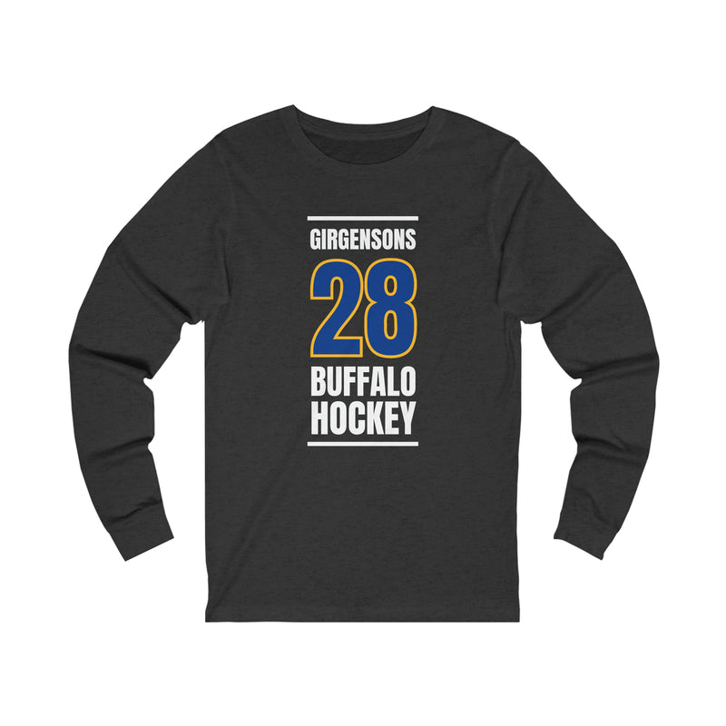 Girgensons 28 Buffalo Hockey Royal Blue Vertical Design Unisex Jersey Long Sleeve Shirt