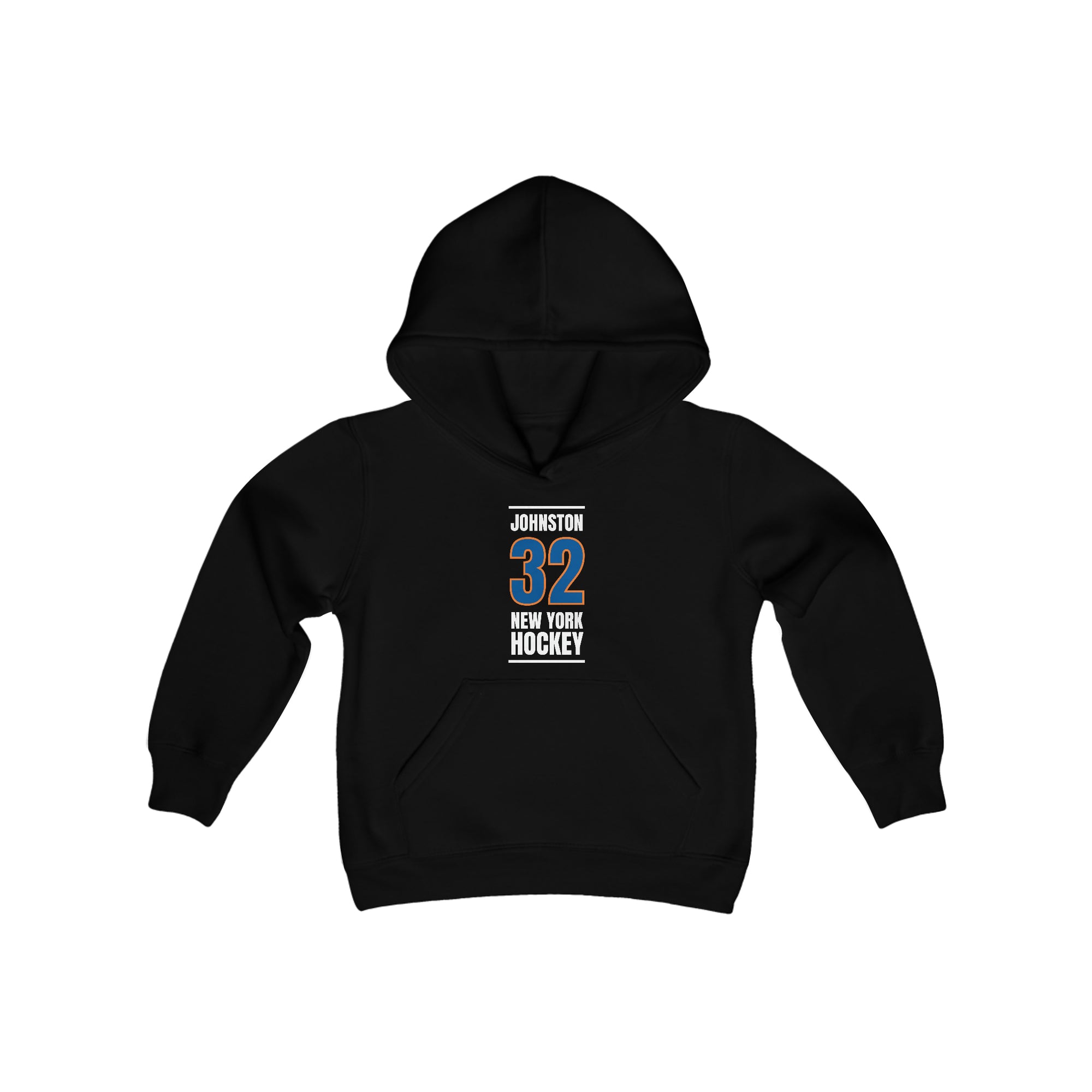 Johnston 32 New York Hockey Blue Vertical Design Youth Hooded Sweatshirt