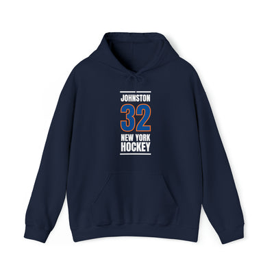 Johnston 32 New York Hockey Blue Vertical Design Unisex Hooded Sweatshirt