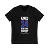 Kakko 24 New York Hockey Royal Blue Vertical Design Unisex V-Neck Tee