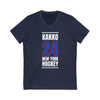 Kakko 24 New York Hockey Royal Blue Vertical Design Unisex V-Neck Tee