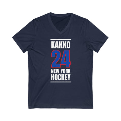 Kakko 24 New York Hockey Royal Blue Vertical Design Unisex V-Neck Tee