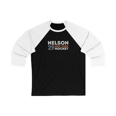 Nelson 29 New York Hockey Grafitti Wall Design Unisex Tri-Blend 3/4 Sleeve Raglan Baseball Shirt