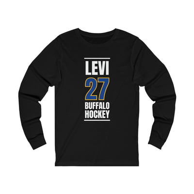 Levi 27 Buffalo Hockey Royal Blue Vertical Design Unisex Jersey Long Sleeve Shirt