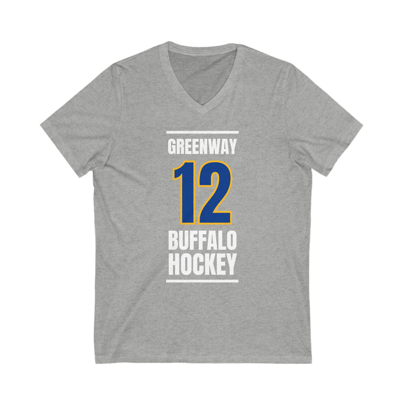 Greenway 12 Buffalo Hockey Royal Blue Vertical Design Unisex V-Neck Tee