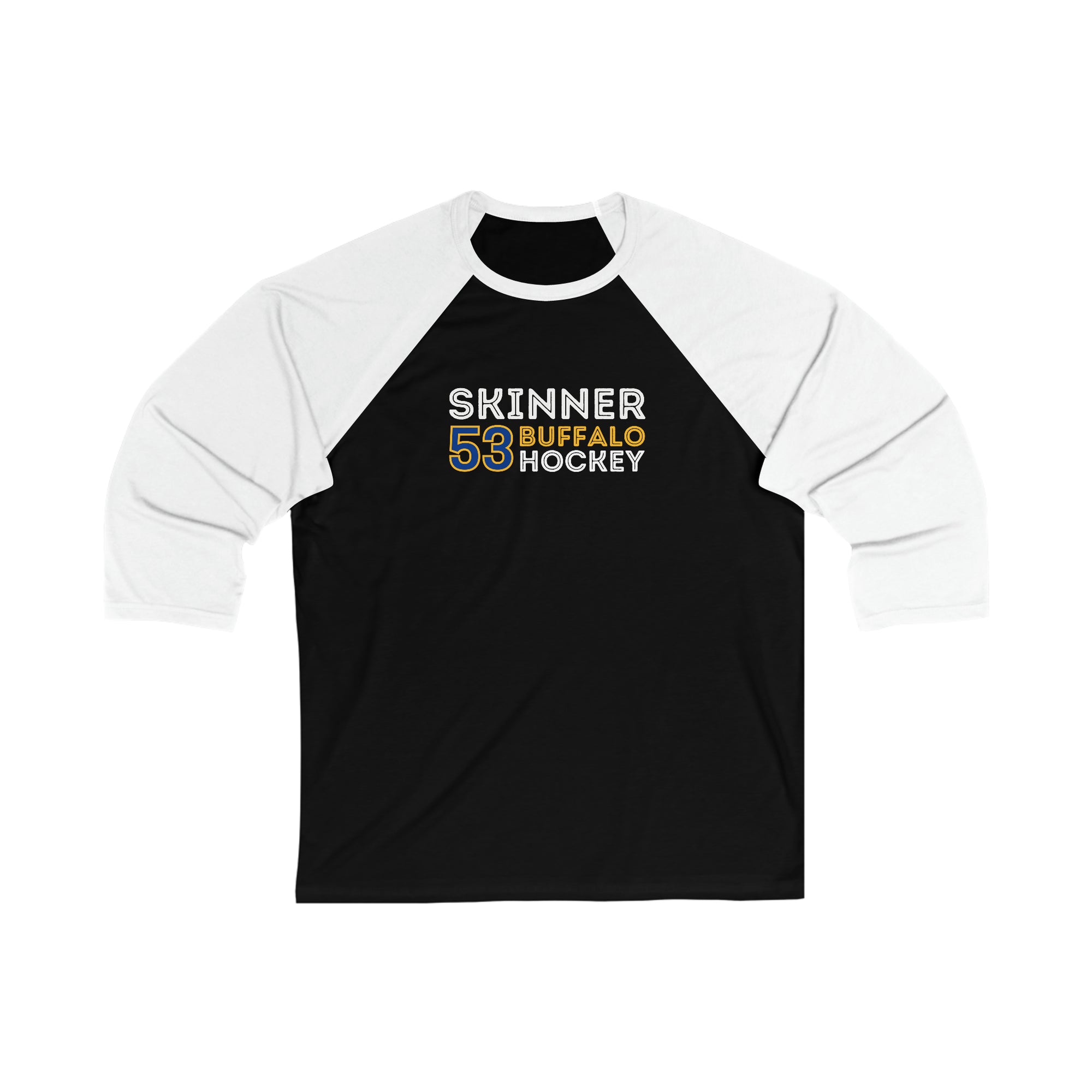 Skinner 53 Buffalo Hockey Grafitti Wall Design Unisex Tri-Blend 3/4 Sleeve Raglan Baseball Shirt