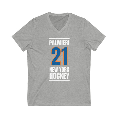 Palmieri 21 New York Hockey Blue Vertical Design Unisex V-Neck Tee