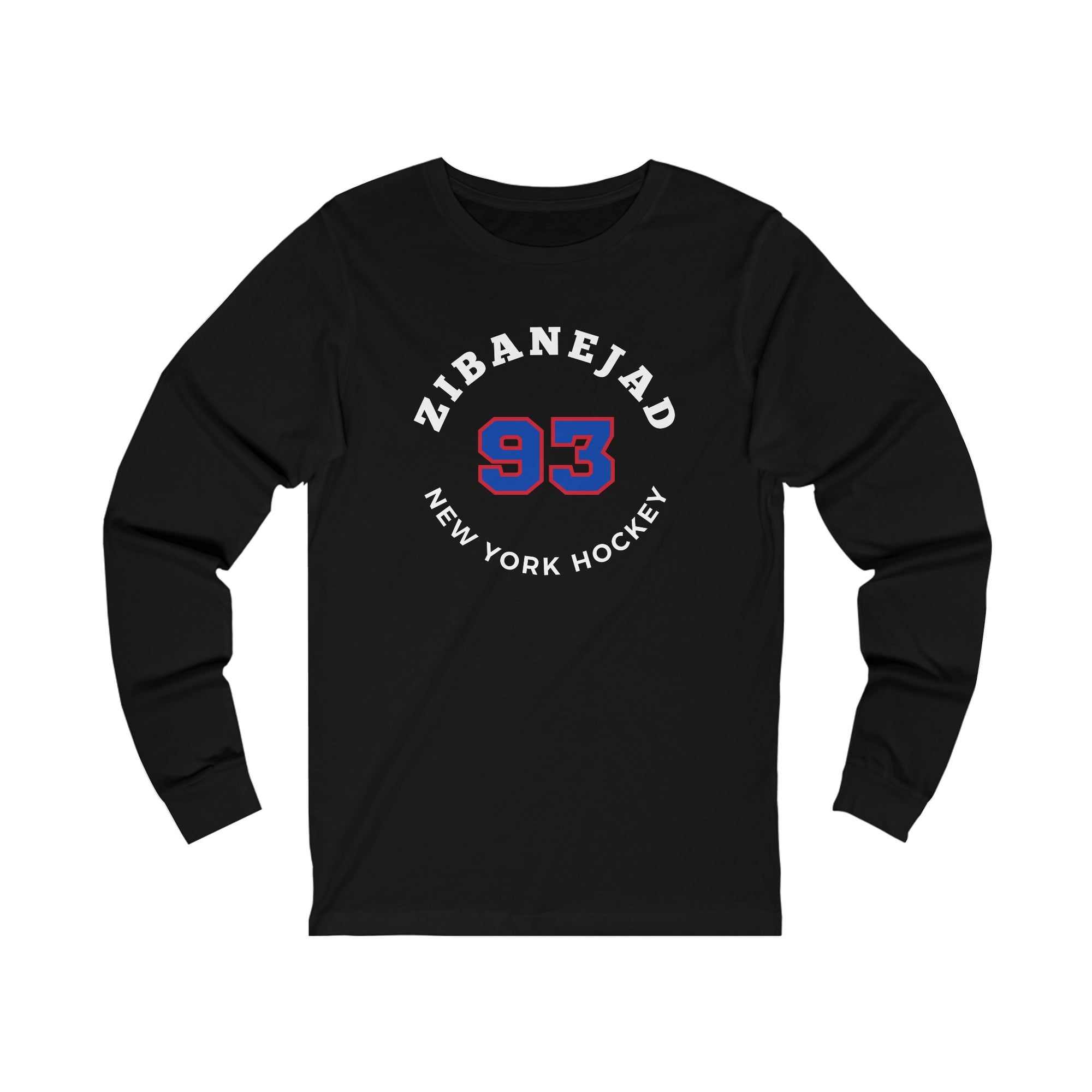 Zibanejad 93 New York Hockey Number Arch Design Unisex Jersey Long Sleeve Shirt