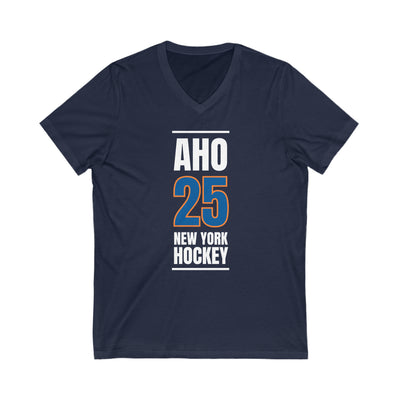 Aho 25 New York Hockey Blue Vertical Design Unisex V-Neck Tee