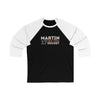 Martin 17 New York Hockey Grafitti Wall Design Unisex Tri-Blend 3/4 Sleeve Raglan Baseball Shirt